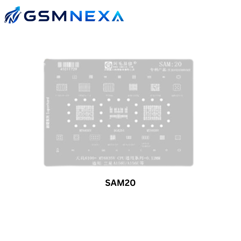 AMAOE SAM-20 Stencil for Samsung Galaxy A15 (A156U/A156E) Dimensity 6100+ MT6835V CPU IC BGA Reballing (0.12mm)