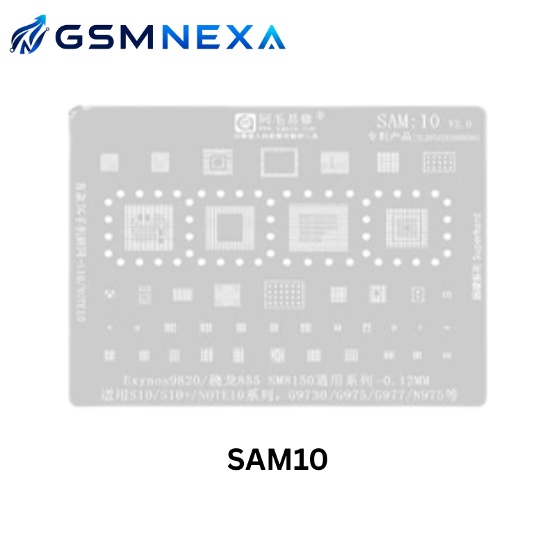 AMAOE SAM-10 Stencil for Samsung Galaxy S10, S10+, Note 10 & Note 10+ Exynos 9820 CPU IC BGA Reballing (0.12mm)