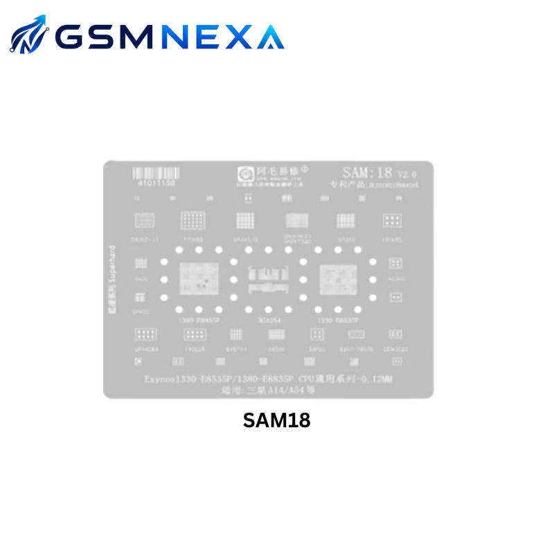 AMAOE SAM-18 Stencil for Samsung Galaxy Z Fold5, Z Flip5 Snapdragon 8 Gen 2 CPU IC BGA Reballing (0.12mm)