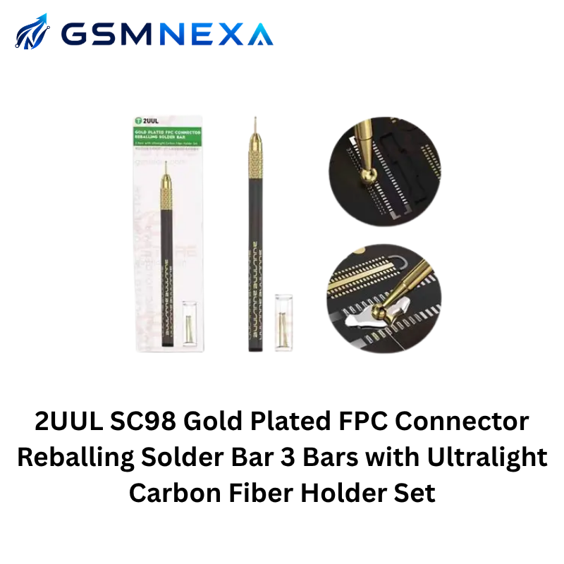2UUL SC98 Gold Plated FPC Connector Reballing Solder Bar (3 Bars) with Ultralight Carbon Fiber Holder Set