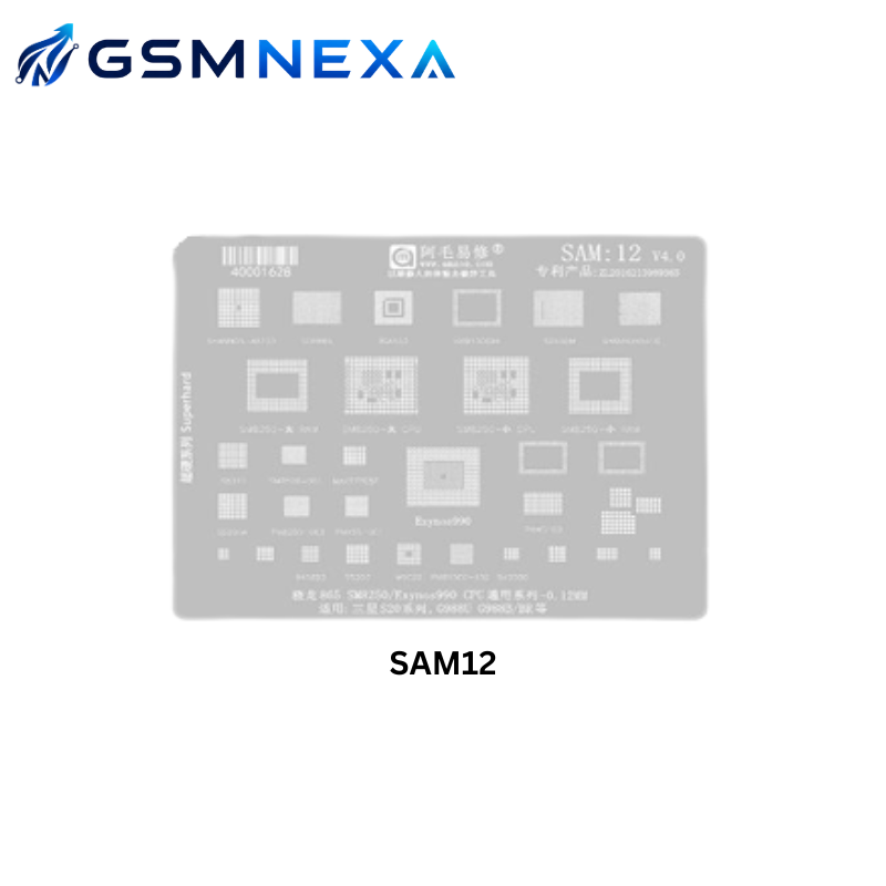 AMAOE SAM-12 Stencil for Samsung Galaxy S20 CPU IC BGA Reballing (0.12mm)